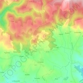 Mappa topografica Le Faisan, altitudine, rilievo