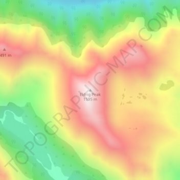 Mappa topografica Eldrig Peak, altitudine, rilievo