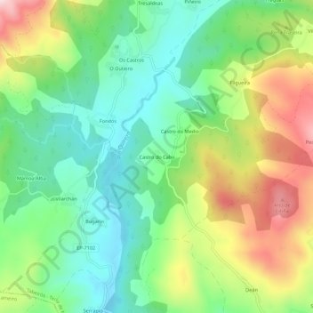 Mappa topografica Castro do Cabo, altitudine, rilievo