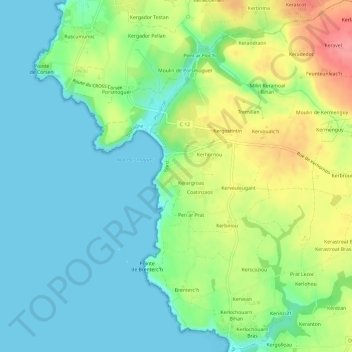 Mappa topografica Kerichen, altitudine, rilievo