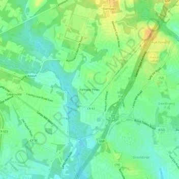Mappa topografica Parkway Pines, altitudine, rilievo