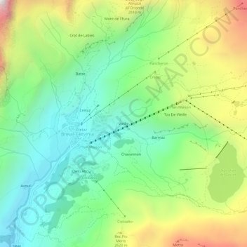 Mappa topografica Vieille, altitudine, rilievo
