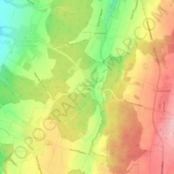 Mappa topografica Le Champ de Vaud, altitudine, rilievo