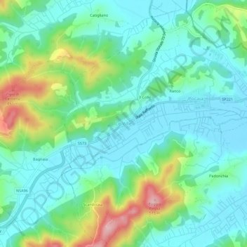 Mappa topografica Le Ville, altitudine, rilievo