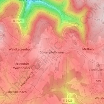 Mappa topografica Strümpfelbrunn, altitudine, rilievo