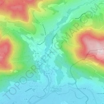 Mappa topografica Bémont, altitudine, rilievo