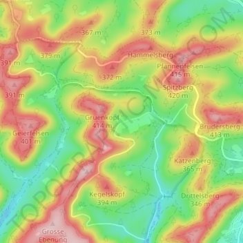 Mappa topografica Fuellengarten, altitudine, rilievo