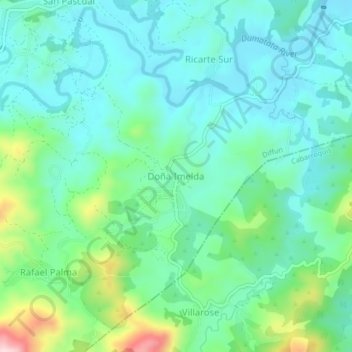 Mappa topografica Doña Imelda, altitudine, rilievo