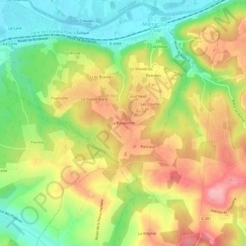 Mappa topografica La Bouzonnie, altitudine, rilievo