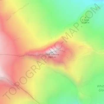Mappa topografica Little Tahoma, altitudine, rilievo