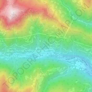 Mappa topografica Meira Paseri, altitudine, rilievo