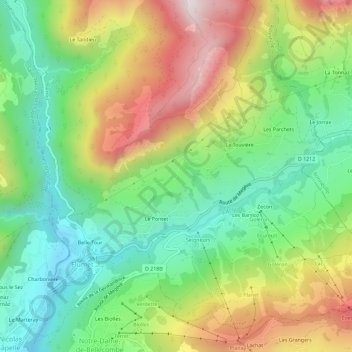 Mappa topografica La Fougère, altitudine, rilievo