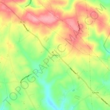Mappa topografica Airville, altitudine, rilievo