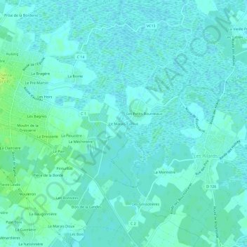 Mappa topografica Le Marais Camus, altitudine, rilievo