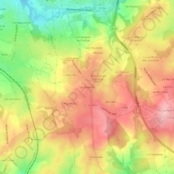 Mappa topografica Les Pradilles, altitudine, rilievo