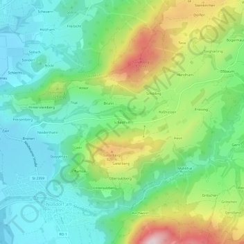 Mappa topografica Schadhub, altitudine, rilievo