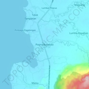 Mappa topografica Poona Bayabao, altitudine, rilievo