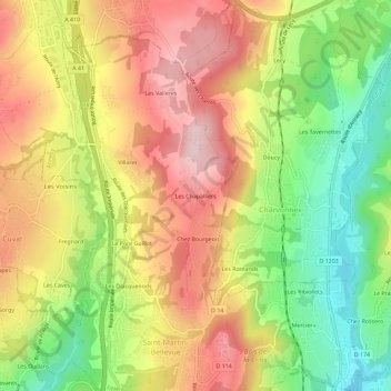 Mappa topografica Les Chapalliers, altitudine, rilievo