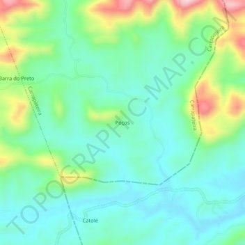Mappa topografica Poços, altitudine, rilievo