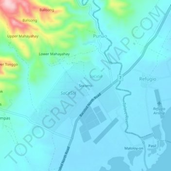 Mappa topografica Socorro, altitudine, rilievo