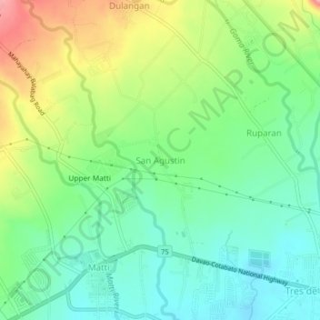 Mappa topografica San Agustin, altitudine, rilievo