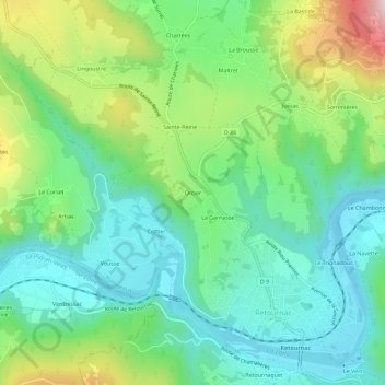 Mappa topografica Orcier, altitudine, rilievo