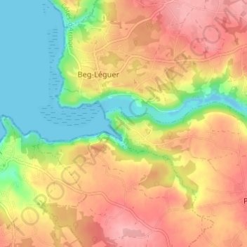 Mappa topografica Le Yaudet, altitudine, rilievo