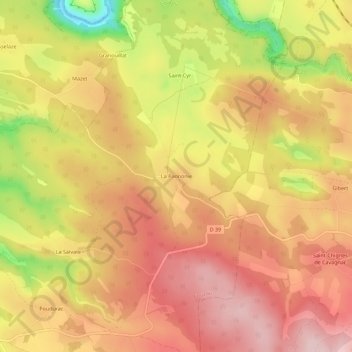 Mappa topografica La Pannonie, altitudine, rilievo