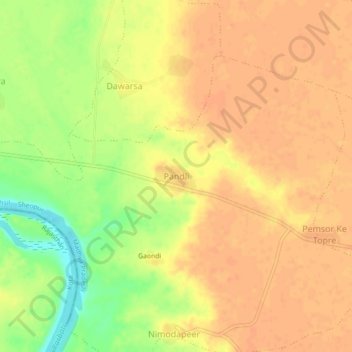 Mappa topografica Pandli, altitudine, rilievo