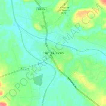 Mappa topografica Pimenta Bueno, altitudine, rilievo