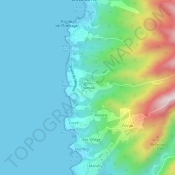 Mappa topografica Thomas, altitudine, rilievo