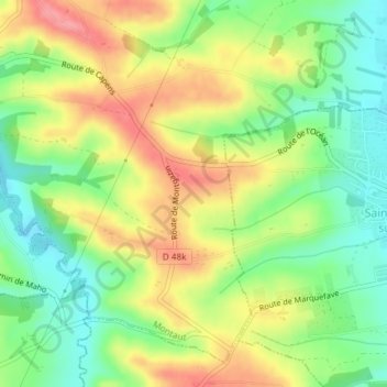 Mappa topografica Montmaure, altitudine, rilievo