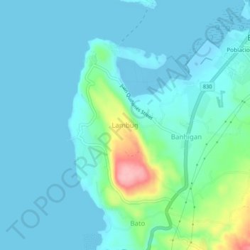 Mappa topografica Lambug, altitudine, rilievo