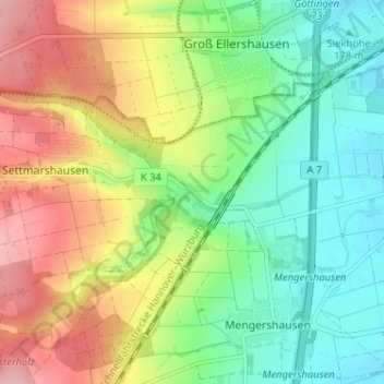 Mappa topografica Olenhusen, altitudine, rilievo