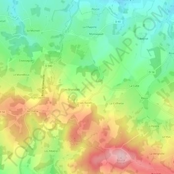Mappa topografica Les Megrets, altitudine, rilievo