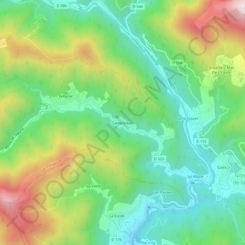 Mappa topografica Campredon, altitudine, rilievo