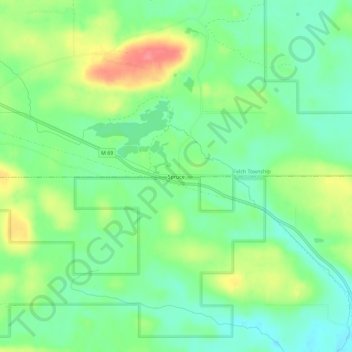 Mappa topografica Spruce, altitudine, rilievo