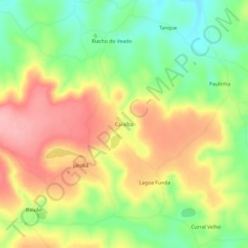 Mappa topografica Caraíba, altitudine, rilievo
