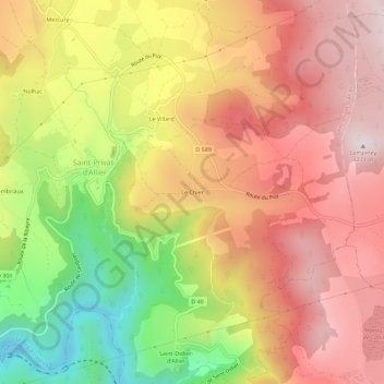 Mappa topografica Le Chier, altitudine, rilievo