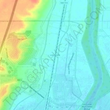 Mappa topografica Los Lentes, altitudine, rilievo