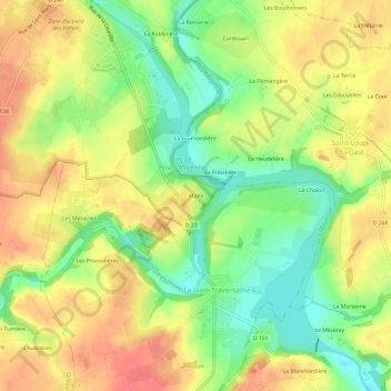 Mappa topografica Mons, altitudine, rilievo