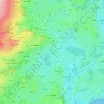 Mappa topografica Ried, altitudine, rilievo