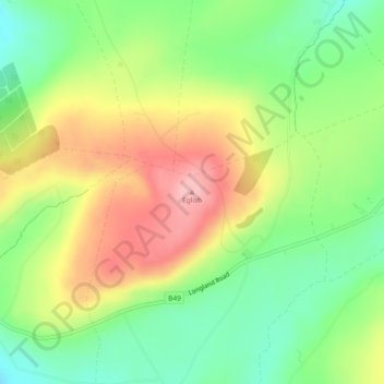 Mappa topografica Eglish, altitudine, rilievo
