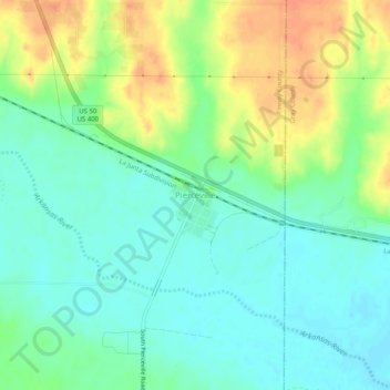 Mappa topografica Pierceville, altitudine, rilievo