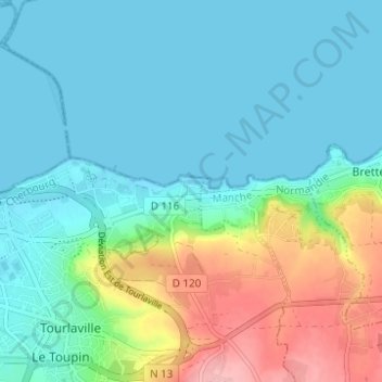 Mappa topografica Le Becquet de Digosville, altitudine, rilievo