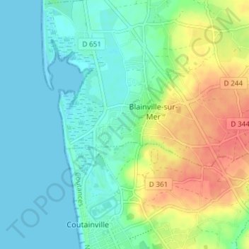 Mappa topografica Le Bas de Gruchy, altitudine, rilievo