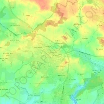 Mappa topografica Kerfontaine, altitudine, rilievo