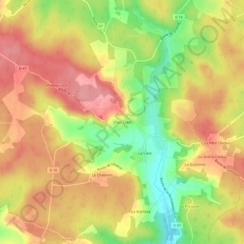 Mappa topografica Chez Tillet, altitudine, rilievo