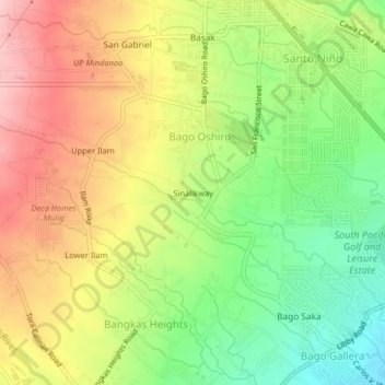 Mappa topografica Sinalikway, altitudine, rilievo
