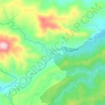 Mappa topografica Llavac, altitudine, rilievo